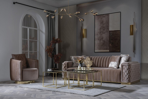 Luxus Canapé 3+1 Miwwelen Sofa Canapéen Sofagarnitur Chesterfield 2tlg.