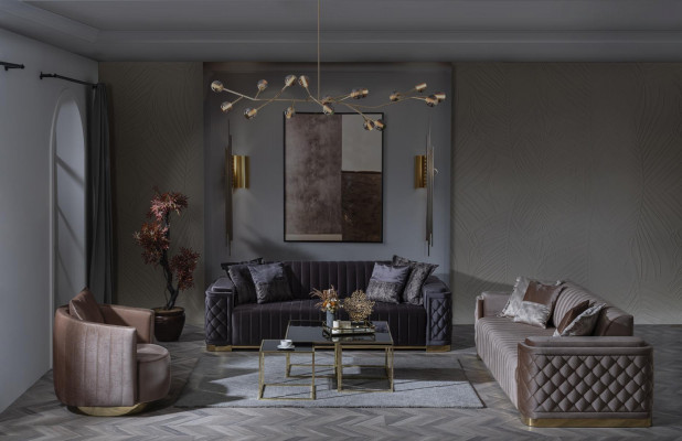 Luxus Canapé 3+1 Miwwelen Sofa Canapéen Sofagarnitur Chesterfield 2tlg.