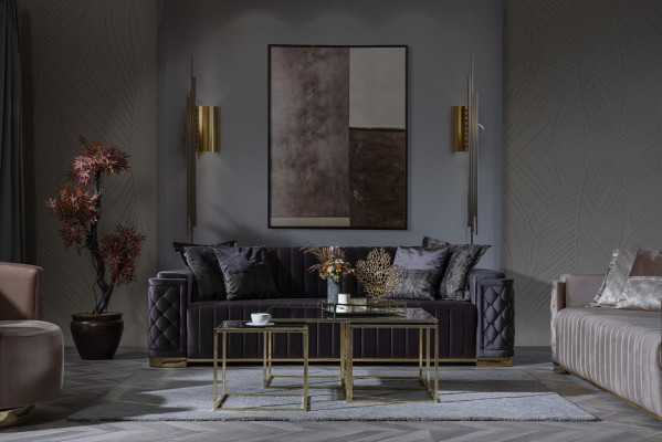 Luxus Canapé 3+1 Miwwelen Sofa Canapéen Sofagarnitur Chesterfield 2tlg.