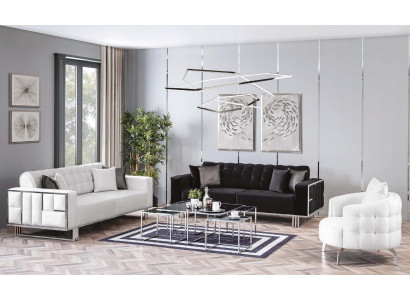 Luxus Wunnzëmmer Miwwelen Canapé Sëtzgrupp Sofa Samt Sofagarnitur 3 Stéck.