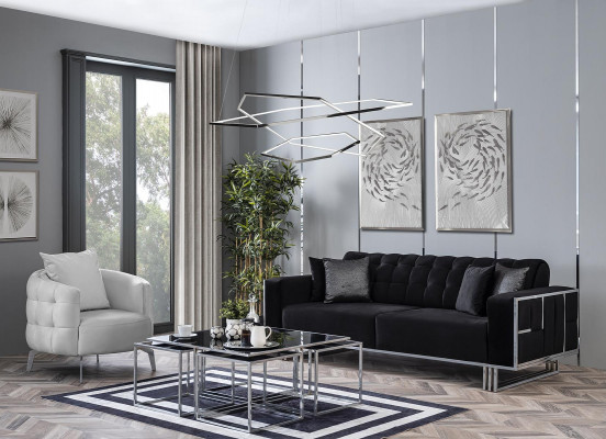 Luxus Wunnzëmmer Miwwelen Canapé Sëtzgrupp Sofa Samt Sofagarnitur 3 Stéck.