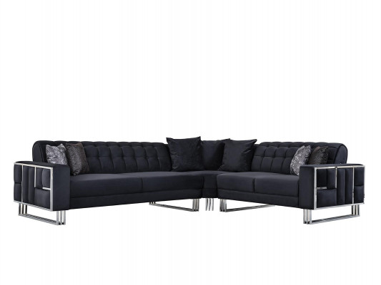 Luxus Ecksofa Textil Couchen Miwwelen Eckgarnitur Metall Elementer Canapé Sofa