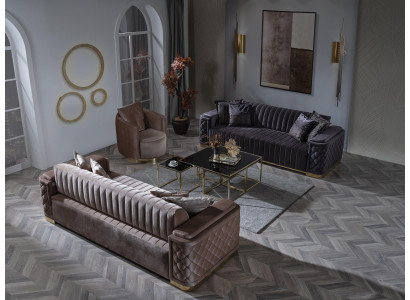 Chesterfield Sofasët Canapé Set 3tlg. Sëtz Sofas Couchen Samt