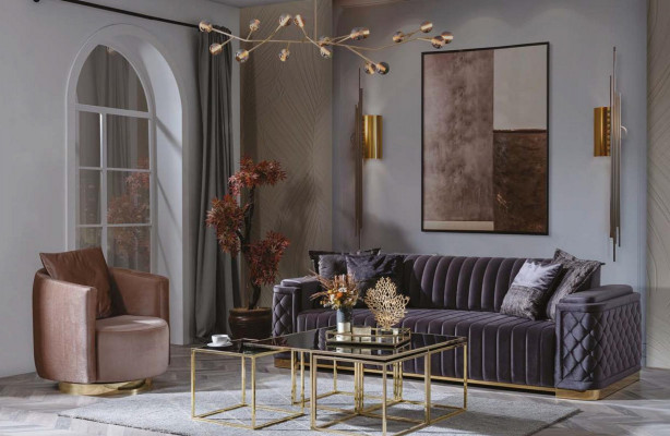 Chesterfield Sofasët Canapé Set 3tlg. Sëtz Sofas Couchen Samt