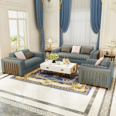 Wunnlandschaft Garnitur Design Modern Sofas Sofa 3 Sëtz Ledersofa Canapé