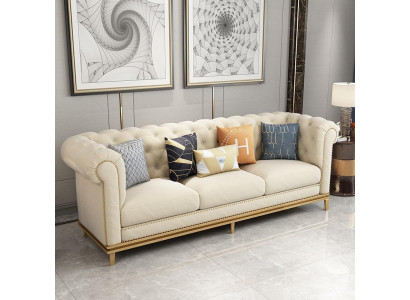 Klassesche Dräisëtzer Sofa 3 Sëtzer Design Chesterfield italienesche Stil