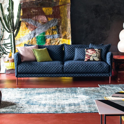 Sofa 3-Sëtzer Canapé Wunnlandschaft Modern Garnitur Design Sofa Setzt Stoff