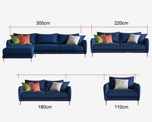 Sofa 3-Sëtzer Canapé Wunnlandschaft Modern Garnitur Design Sofa Setzt Stoff