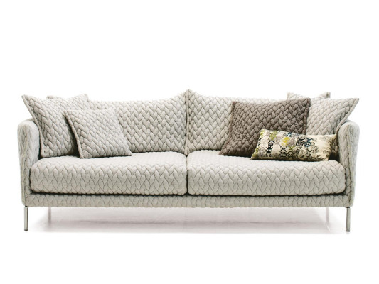 Sofa 3-Sëtzer Canapé Wunnlandschaft Modern Garnitur Design Sofa Setzt Stoff
