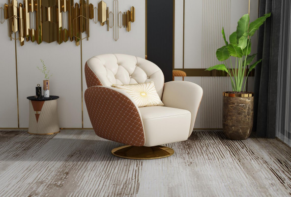 Fauteuil Einsitzer Relax 360° Rotatiounsstull Polster Liederfauteuil Sofa Club