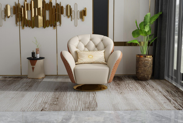 Fauteuil Einsitzer Relax 360° Rotatiounsstull Polster Liederfauteuil Sofa Club
