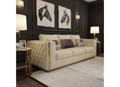 Ledercouch Couch Wunnlandschaft Garnitur Design Modern Sofas Sofa 3 Sëtzer Sëtz