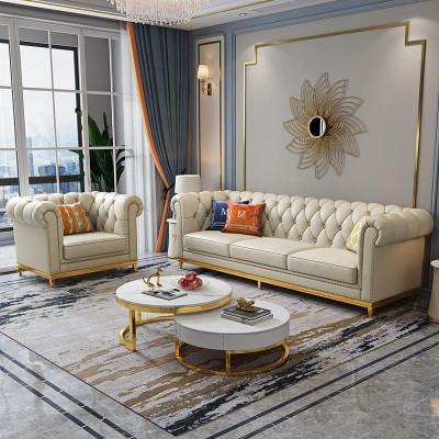 Design Wunnlandschaft Sofagarnitur 3+1 Sëtzer Ledersofa Wunnzëmmer
