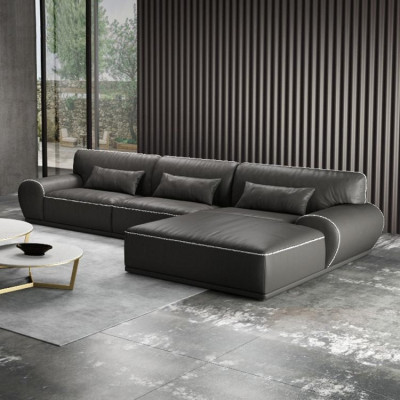 Design Eck Ecksofa L-Form Modern Sofas Ledersofa Wunnlandschaft Sëtz Sofa