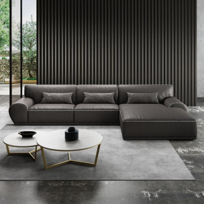 Design Eck Ecksofa L-Form Modern Sofas Ledersofa Wunnlandschaft Sëtz Sofa