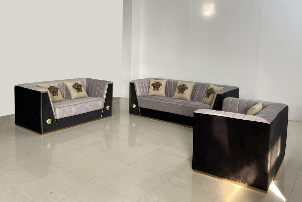 Luxus Sofa 2-Sëtzer Miwwelen Design Polster schwaarz Textil Samt Sofas Couchen