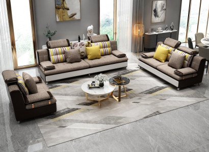 Stoff Textil Canapé Couch Sofa Wunnlandschaft Canapéen Set 3+2+1 Design Canapéen Neigkeeten