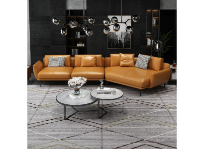 Eckcouch Sofa L-Form Ledercouch Canapé Wunnlandschaft Garnitur Trapéz Modern Sofen
