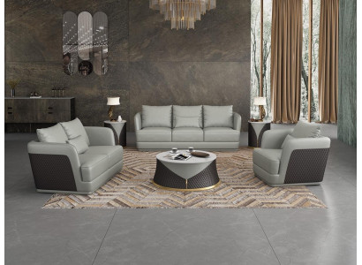 Sitzgrupp 3+2 Sëtzer Wunnlandschaft Sofa Couch Polstergarnitur Ledersofa Nei