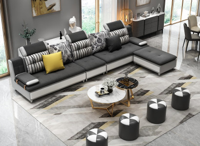 Wunnlandschaft Eckcouch L-Form Modern Sofa Ledersofa Eckcouch Polster