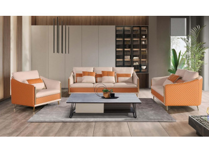 Designer Canapé Sofa 3 Sëtzer Modern Sofa Wunnlandschaft Ledercanapé