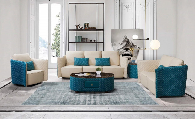 Dreeseeter Italieneschen Stil Sofa 3 Sëtzer Modern Sofa Ledersofa Canapé