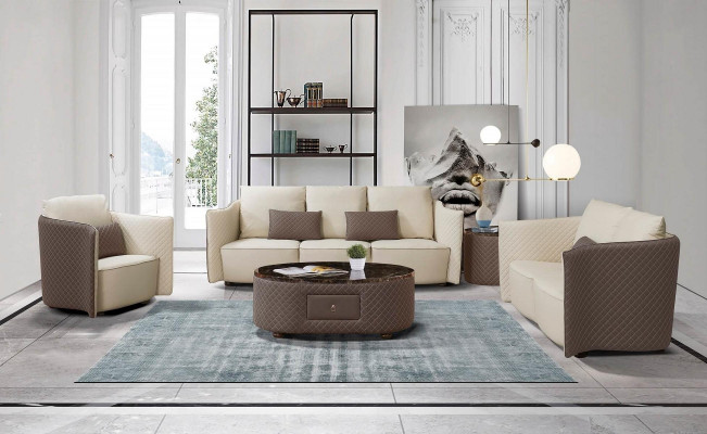Dreeseeter Italieneschen Stil Sofa 3 Sëtzer Modern Sofa Ledersofa Canapé