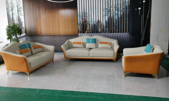 Schwaarz Sofagarnitur 3+2+1 Set Wunnlandschaft Sofa Couch Garnitur Ledersofa Nei