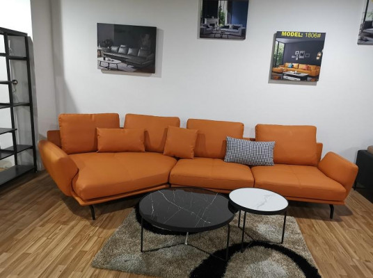 Eckcouch Orange L-Form Wunnlandschaft Sofa Canapé Polster Eck Garnitur Lieder Sofaen