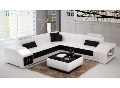 Léierpolster Design Ecksofa Canapé Sofa L Form Wunnlandschaft Wunnzëmmer Eckcanapé