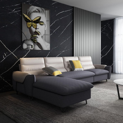 Wunnlandschaft Couch Polster Textil Stoff Lieder Sëtzgarnitur L-Form Eck Ecksofa