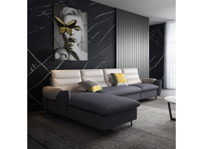 Wunnlandschaft Couch Polster Textil Stoff Lieder Sëtzgarnitur L-Form Eck Ecksofa