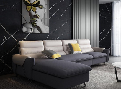 Wunnlandschaft Couch Polster Textil Stoff Lieder Sëtzgarnitur L-Form Eck Ecksofa