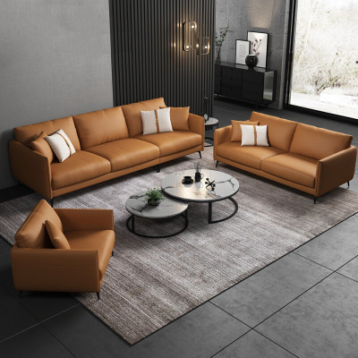 Sitzgrupp 3+2+1 Sëtz Ledersofa Canapé Wohnlandschaft Garnitur Design Modern
