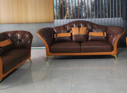 Sofa Garnitur 3+2+1 Sëtzer Wunnlandschaft Sofa Couch Polster Garnitur Ledersofa