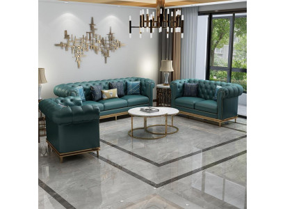 Chesterfield Sofa Garnitur Polstersëtzer Garnituren 2-Tlg. Set 3+2 Sëtzer Nei Couch