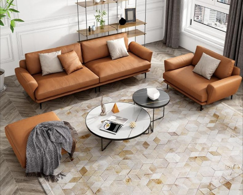 Sofagarnitur 4+3+2 Ledersofa Canapé Wunnlandschaft Garnitur Design Modern Sofa