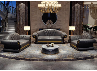 Chesterfield Sofagarnitur Polster Couch Sëtz Garnituren 2tlg. Set 3+2 Sëtzer Neit