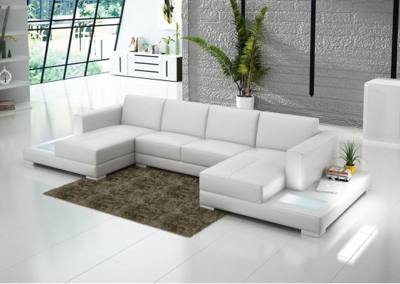 Eck Ecksofa U-Form Wunnoze Landschaft Sofa Canapé Polstergarnitur Stoff Sofas Lieder