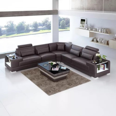 Modern Eckcouch Design Ecksgaass Wiesselstéck Miwwelen Liederpolster Canapé