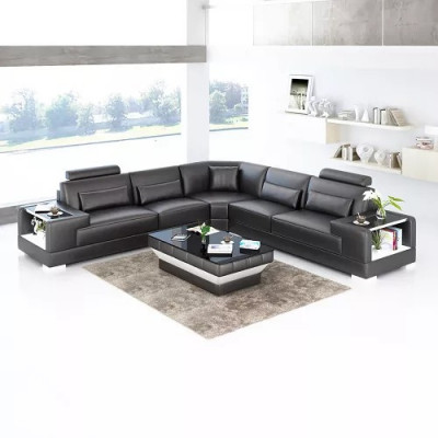 Modern Eckcouch Design Ecksgaass Wiesselstéck Miwwelen Liederpolster Canapé