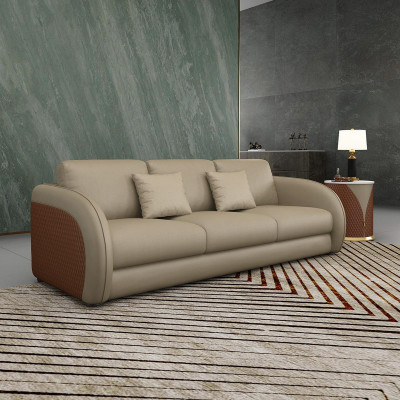 Dräisëtzer Couch Polster Design Sofa Modern 3er Sëtz Sofae Sall Miwwelen Beige