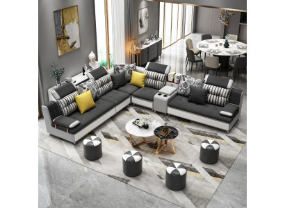 Ecksofa L Form Modern Sofa Liederdivan Polster Wunnlandschaft Design Couchen Nei