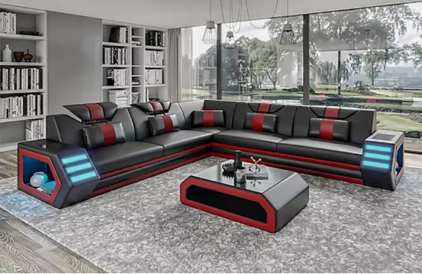 Léierpolster Design Wunnzëmmer Eckssofa Eckcouch Couch Sofa L Form Wunnlandschaft