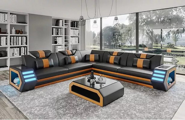 Léierpolster Design Wunnzëmmer Eckssofa Eckcouch Couch Sofa L Form Wunnlandschaft