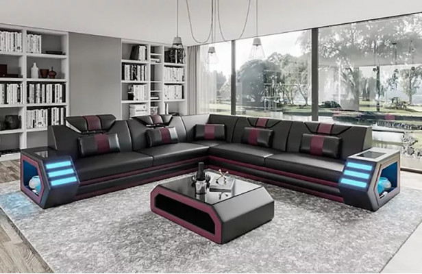 Léierpolster Design Wunnzëmmer Eckssofa Eckcouch Couch Sofa L Form Wunnlandschaft