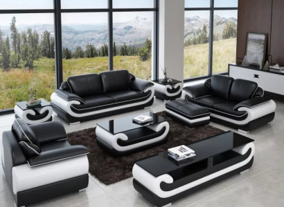 Sofagarnitur 321 Sëtzer Wunnlandschaft Modern Sofa Ledersofa Designer