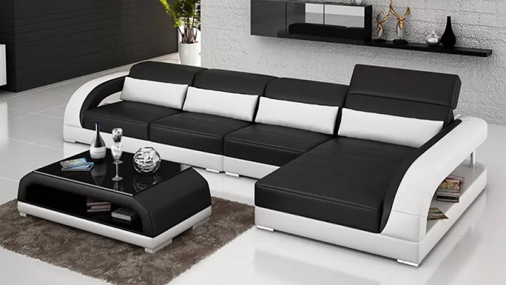 Design Eckcouch Ecksofa Wunnzëmmer Modern Liederpolster Couch Sofa