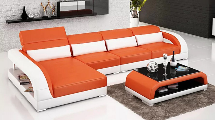 Design Eckcouch Ecksofa Wunnzëmmer Modern Liederpolster Couch Sofa