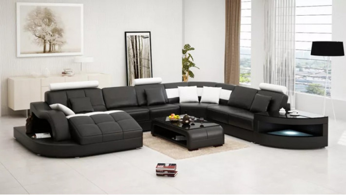 Eckcouch Design Ecksofa Wunnzëmmer Miwwelen Liederpolster Couch Sofa Wunnlandschaft
